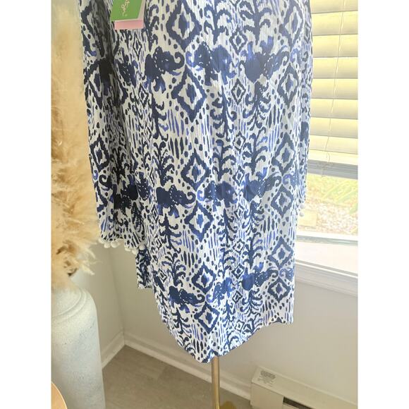 NWT Lilly Pulitzer Nita Off Shoulder Cover Up Dress Womens XXS Blue White - Picture 4 of 8